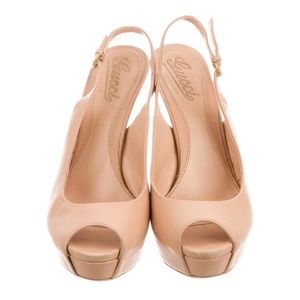 Gucci Nude Tan Sofia Peep Toe Slingback Platform
